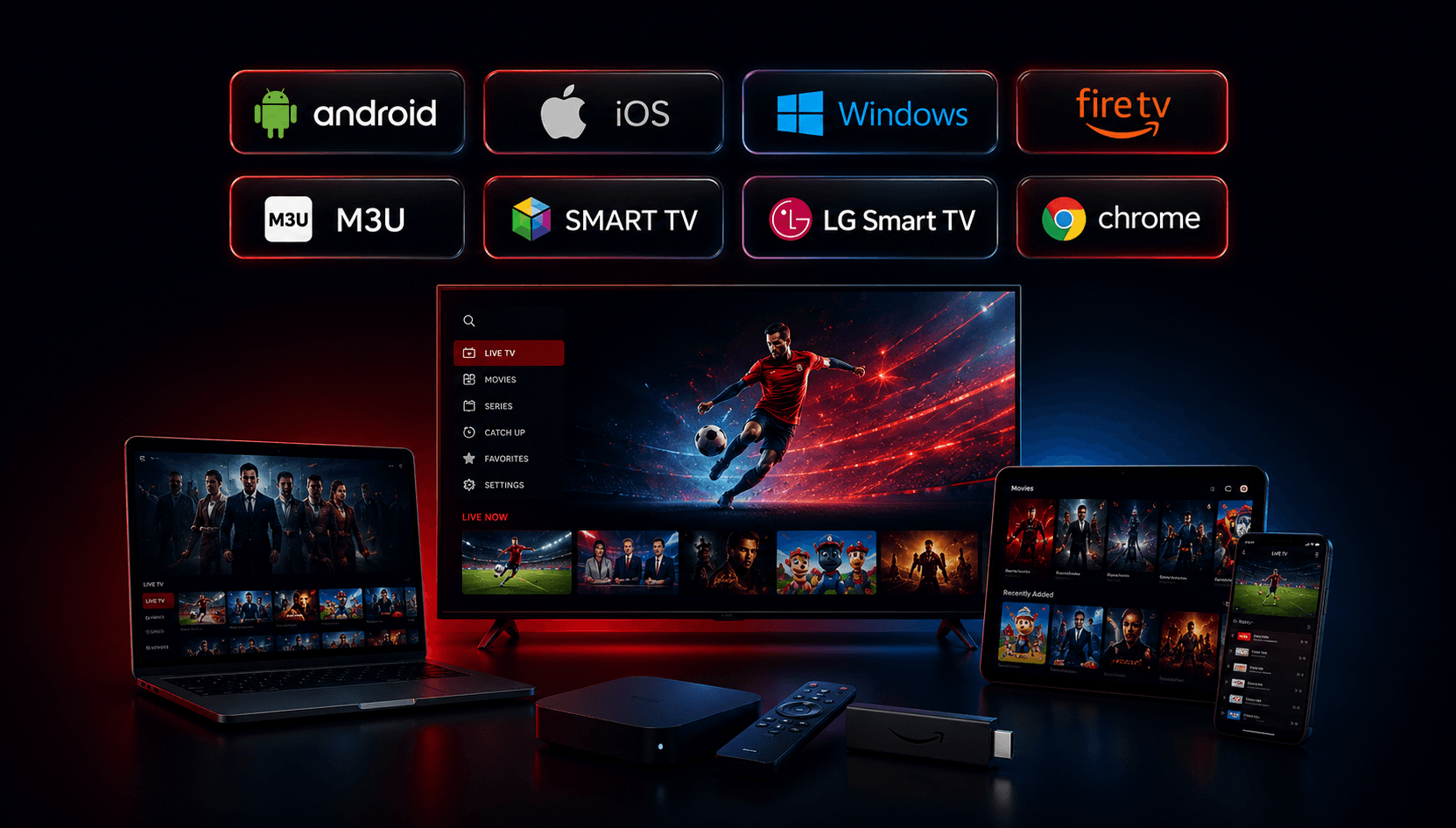 Smart Prime compatible Android, iOS, Windows, Fire TV, Smart TV, LG, M3U et Chrome